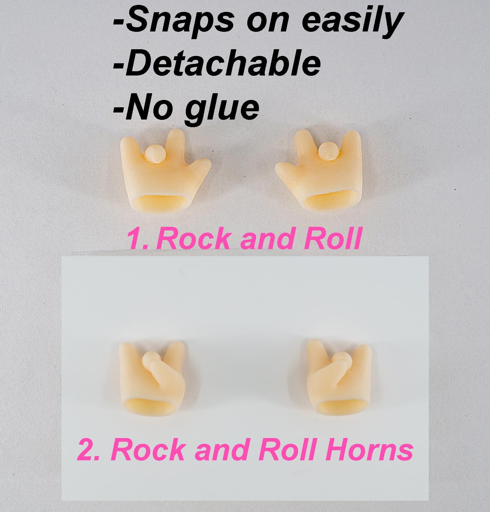 Rock and roll Hand – I love you Hand - Detachable 3D Printed Accessory, Funny Pose Part for Custom Figure