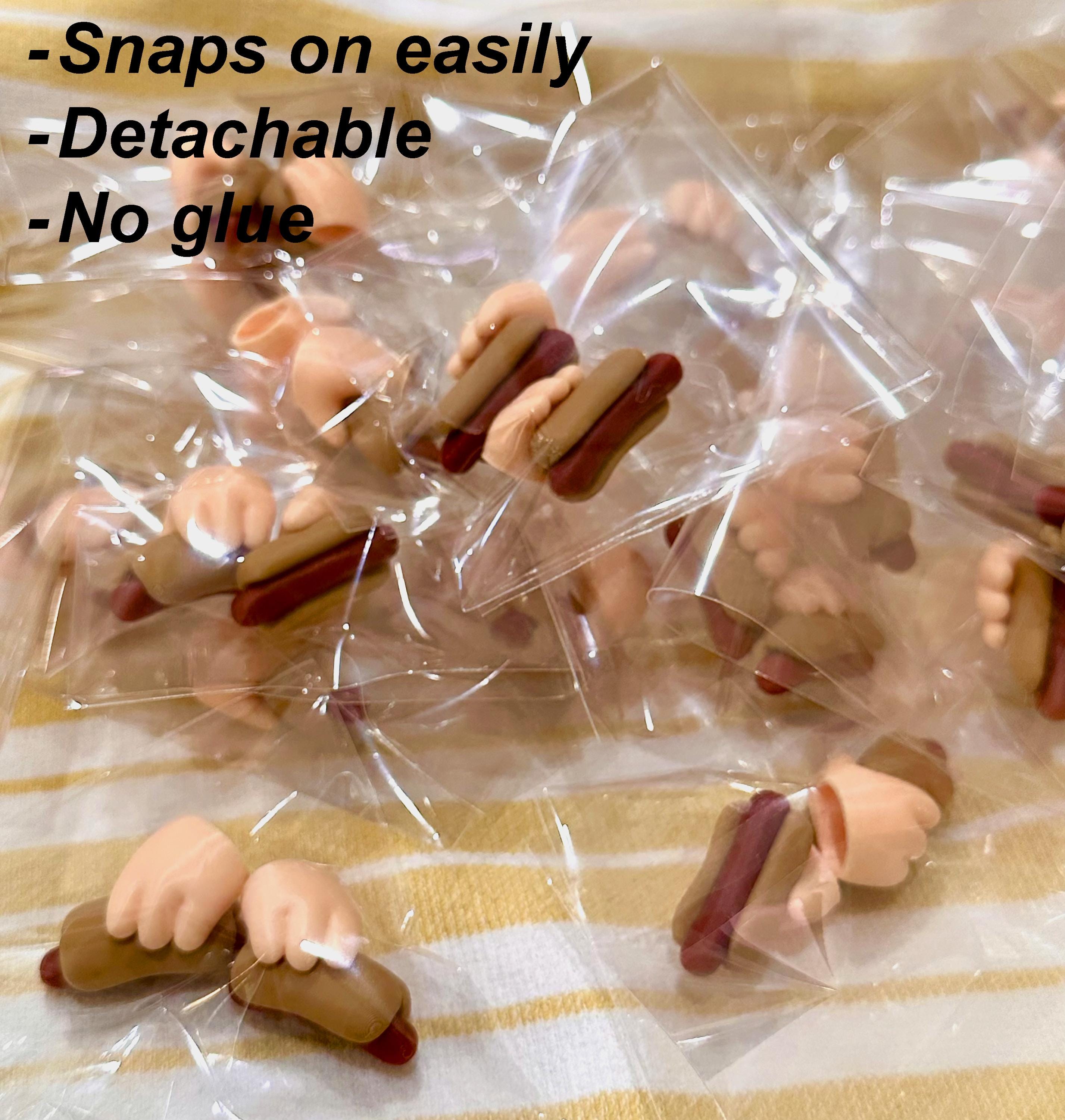 Plushy Hot Dog Hands – Detachable 3D Printed Accessory, Funny Pose Part for Custom Figure