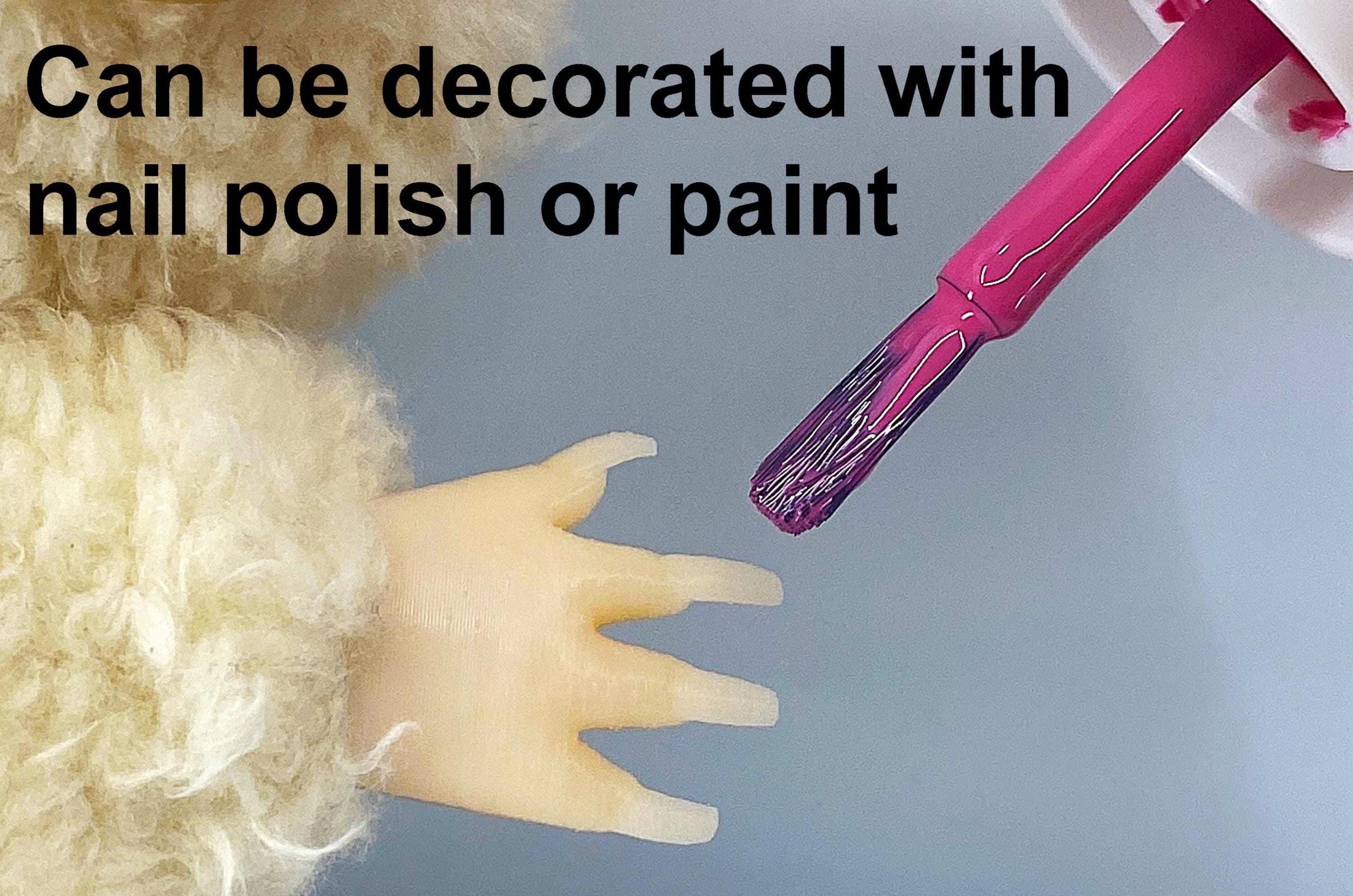 DIY long nail Hands for plushy- Nail Art – Detachable 3D Printed Accessory for Nail Polish & Nail Art | Custom Plushy Figure
