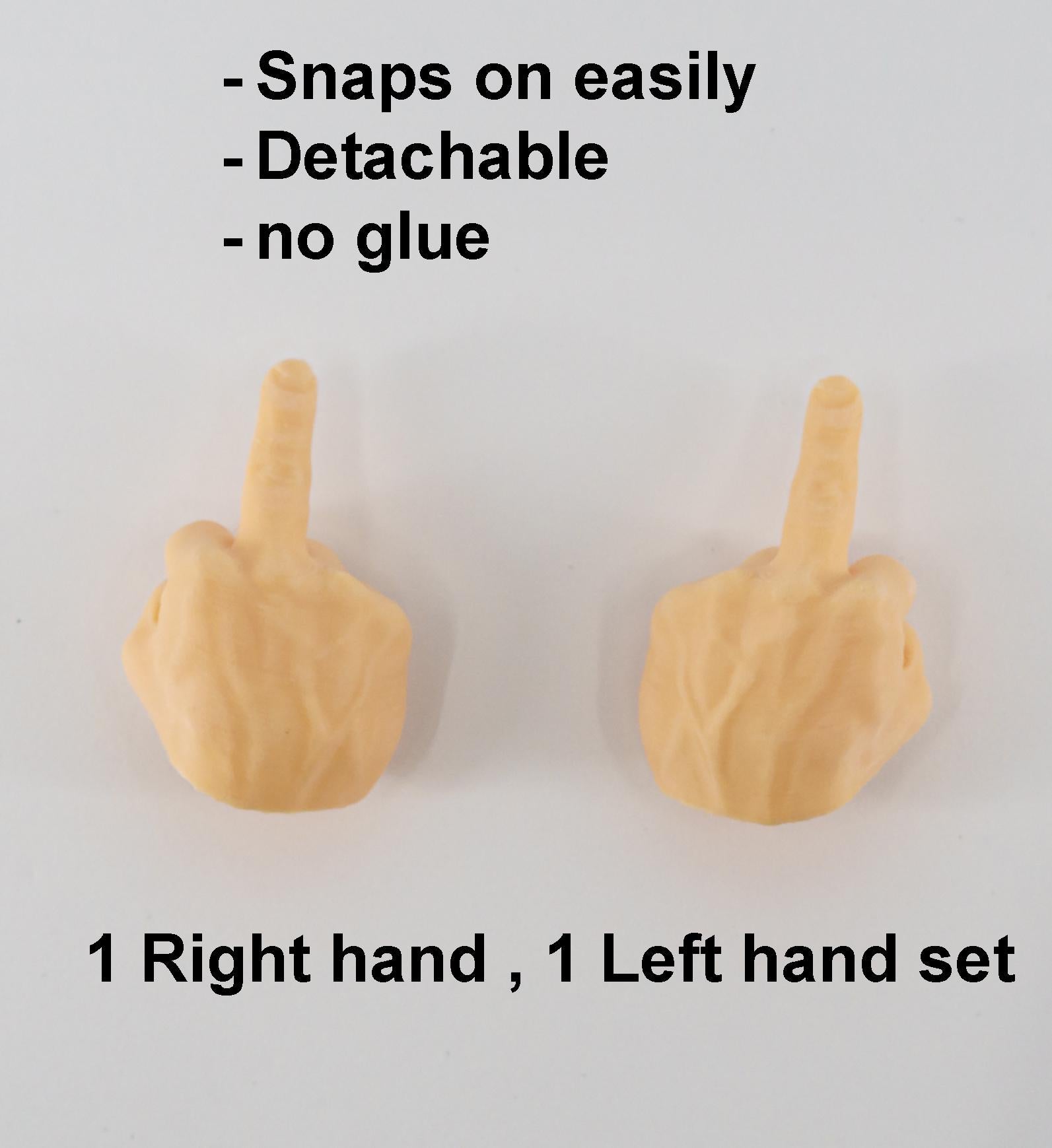 Realistic Middle Finger Hands – Detachable 3D Printed Accessory, Funny Pose Part for Custom Figure