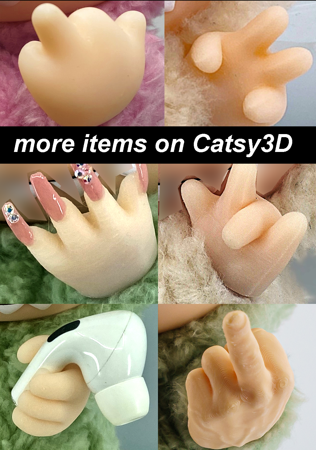 Peace sign, V sign accessories– Detachable 3D Printed Accessory, Funny Pose Part for Custom Figure
