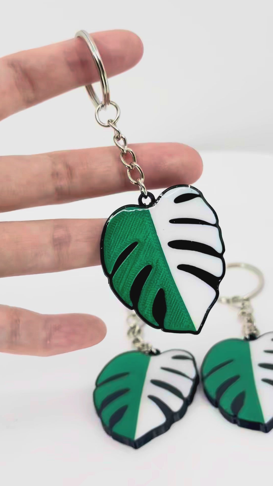 Monstera keychain nfc tag albo halfmoon- Digital business card - resin coating