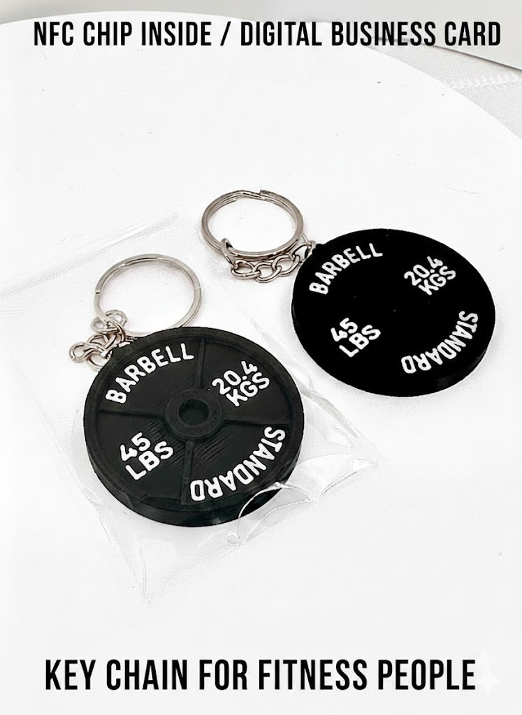 Barbell nfc tag keychain - Digital business card for gym & fitness people , lifters